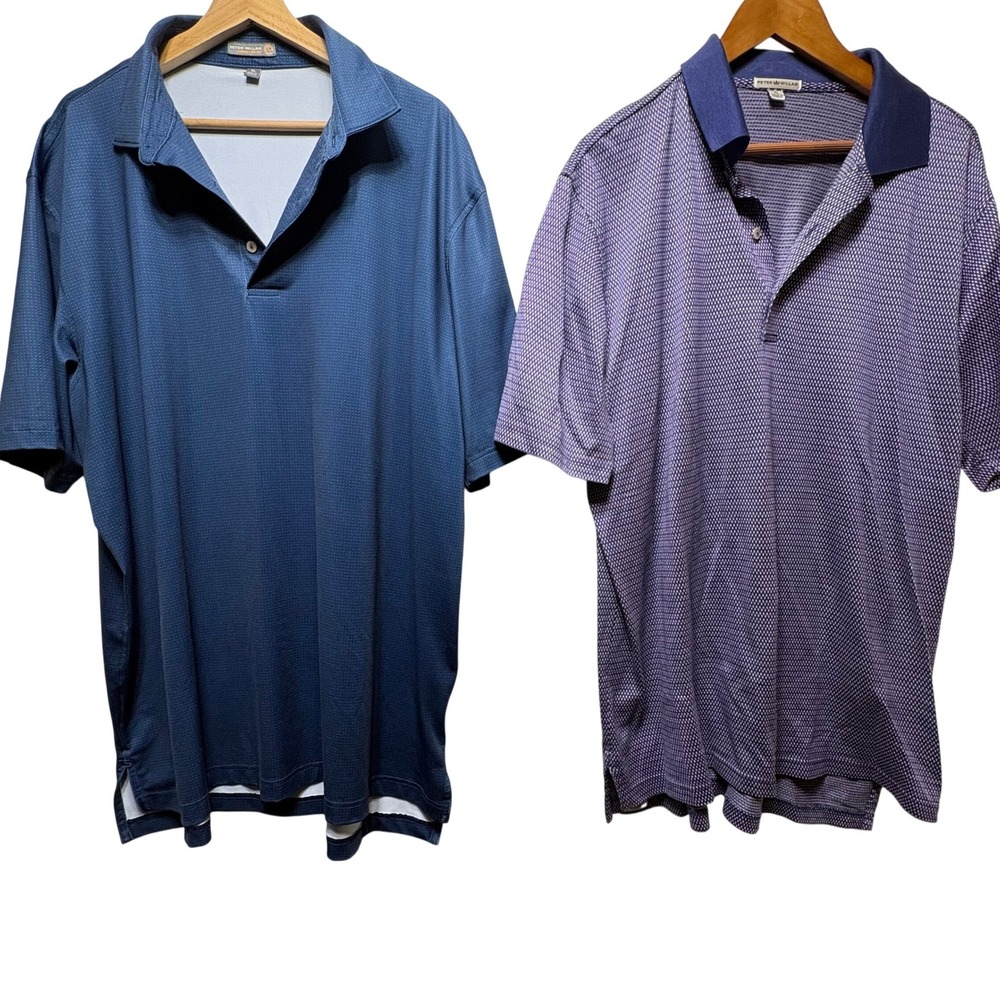 Peter Millar Summer Comfort Polo Lot Mens XL Blue Purple Cotton Performance